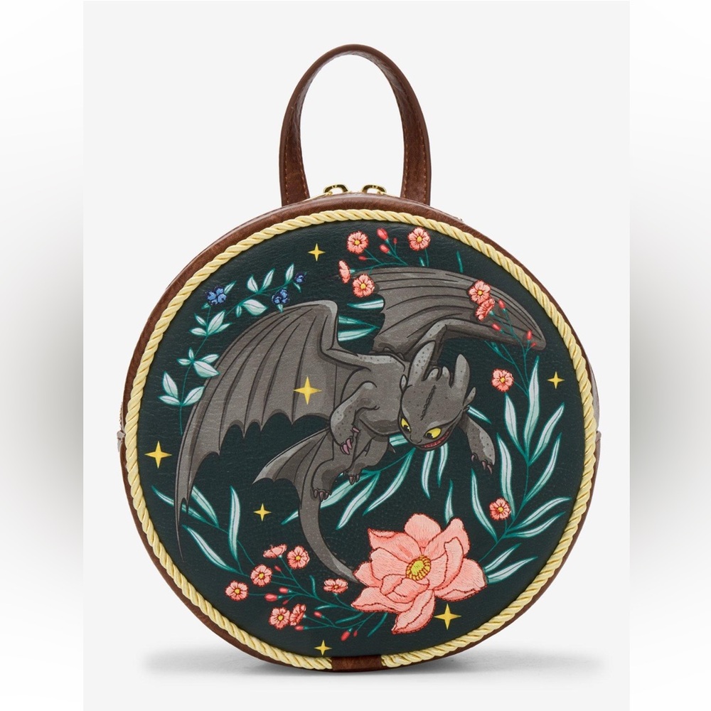 NEW Loungefly DreamWorks How To Train Your Dragon Toothless Floral Mini Backpack